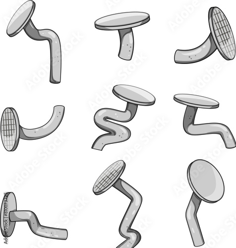 bent nail set cartoon. pin head, spike old, rust tool bent nail sign. isolated symbol vector illustration