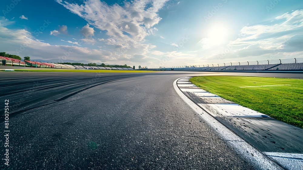 Obraz premium Deserted motor sport asphalt race track, empty of any cars