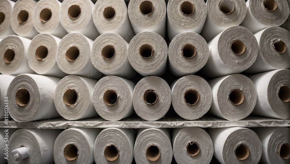 Rolls of white toilet paper stacked in piles Stock Photo | Adobe Stock