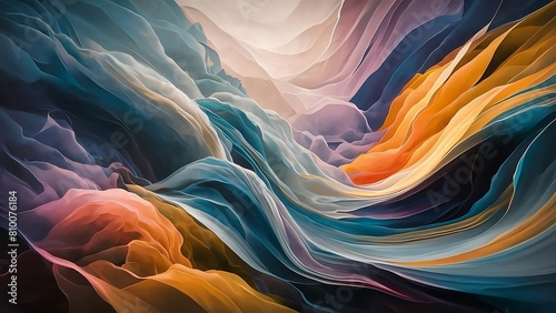 An abstract background inspired by the fluidity of impressionist brush strokes, incorporating vibrant colors and soft atmospheric effects to evoke a sense of movement and light. photo