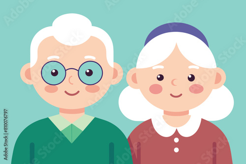 Happy Grandparents day greeting card. Grandmother and Grandfather cartoon characters