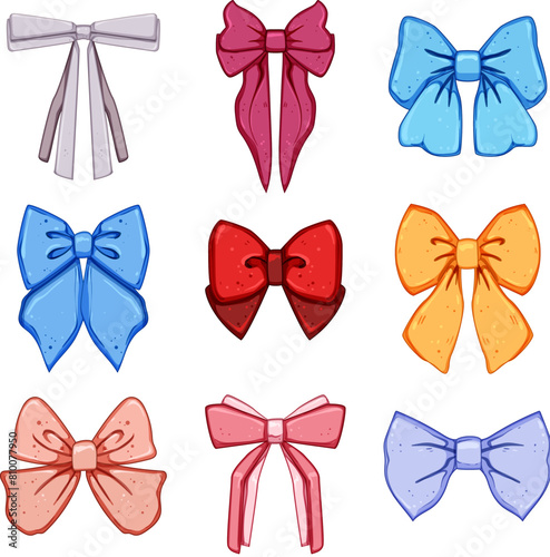 hair ribbon set cartoon. accessory band, fashion pink, satin red hair ribbon sign. isolated symbol vector illustration