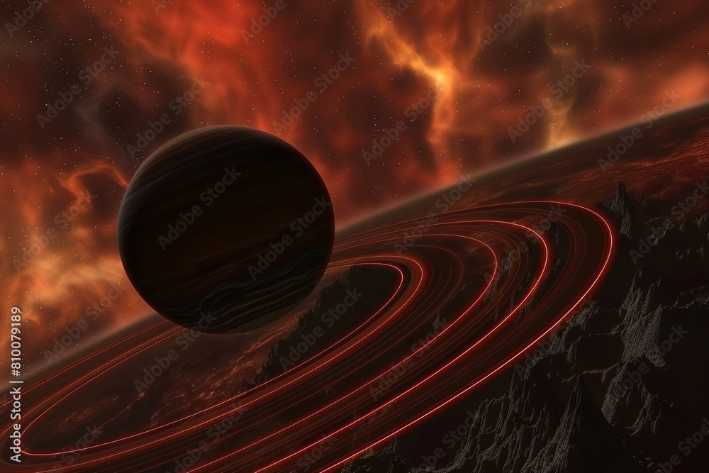 Fototapeta premium A gas giant with rings more spectacular than Saturns
