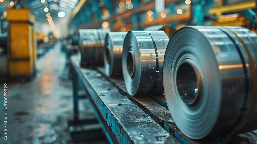 Steel coils in industrial setting