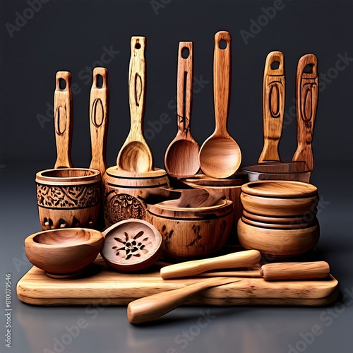 handcrafted wooden kitchen utensils k uhd very detailed high qua photo