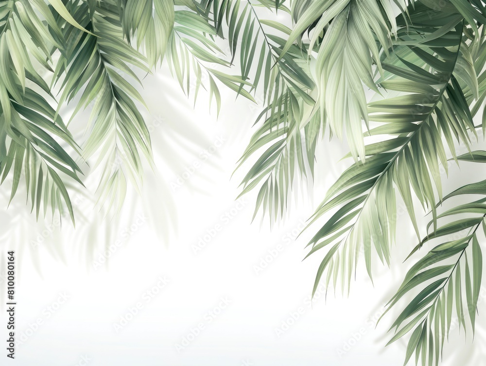 Soft and delicate palm leaves again white background Soft and delicate palm leaves again white background
