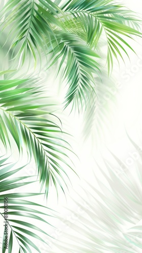 Soft and delicate palm leaves again white background