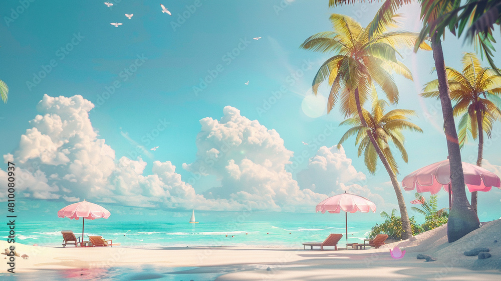 Obraz premium beach with palm trees