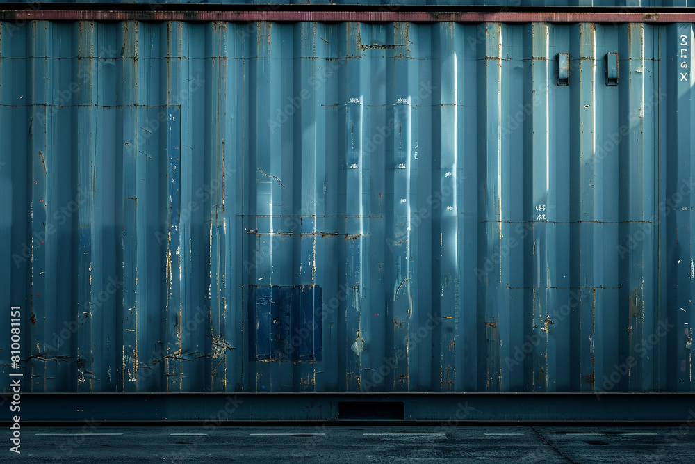 Obraz premium blue metal cargo container background