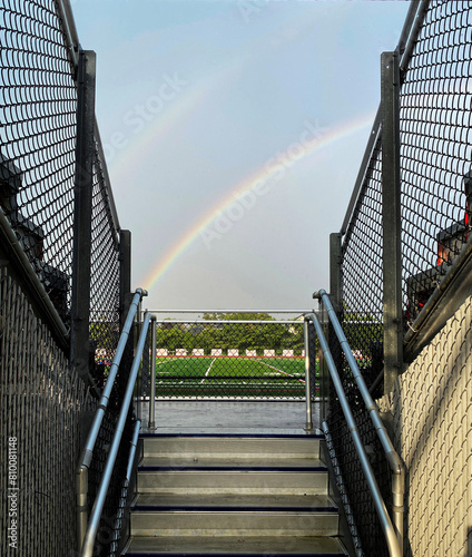Stairway Leading to a double Rainbow