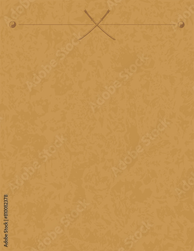 Vertical Letter 8.5 x 11 Parchment - Crossed Katanas and Yin Yang Header