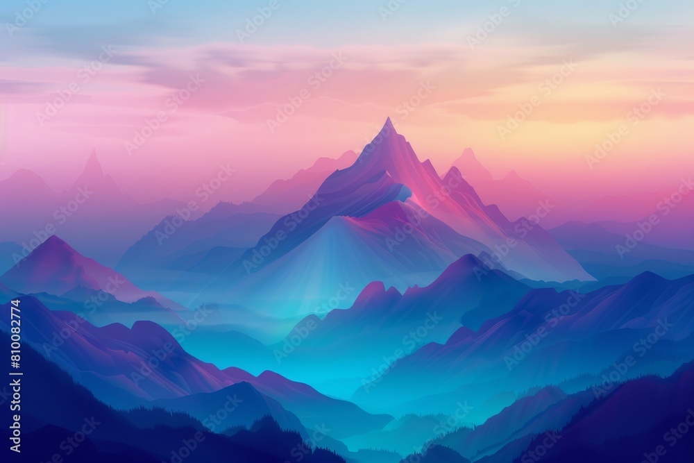 Gradient mountain landscape for outdoor or adventure themes