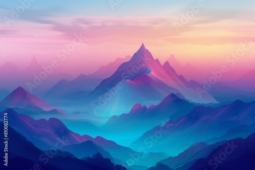 Gradient mountain landscape for outdoor or adventure themes © Cloudyew