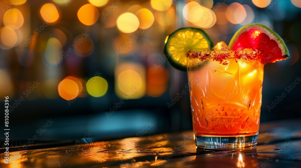 Alcoholic cocktail with orange juice and a slice of grapefruit on top Alcoholic cocktail with orange juice and a slice of grapefruit on top