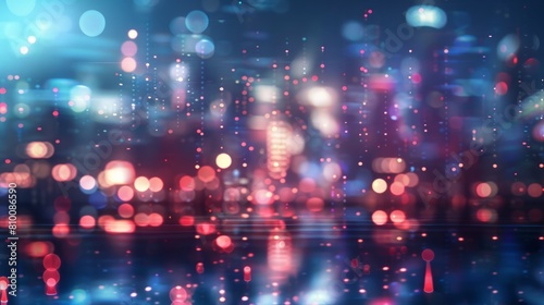 Technology screen with blurred city abstract lights background hyper realistic 
