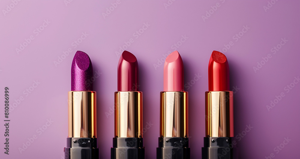 Obraz premium Set of Colourfull Lipsticks on Voilet Background