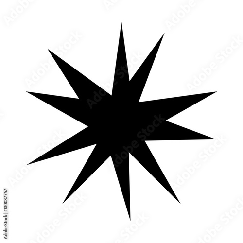 Shape, adesivo detalhe futurístico em forma de estrela. Forma estrelada. Cor preta. Símbolo geométrico.