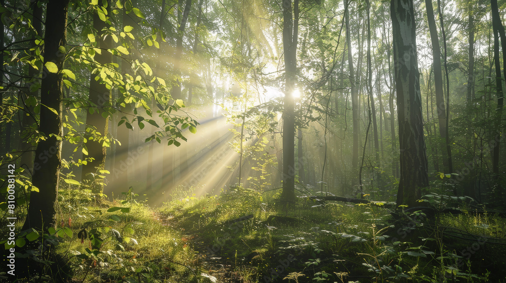 Enchanted Forest: Sunlight's Embrace. Generative AI