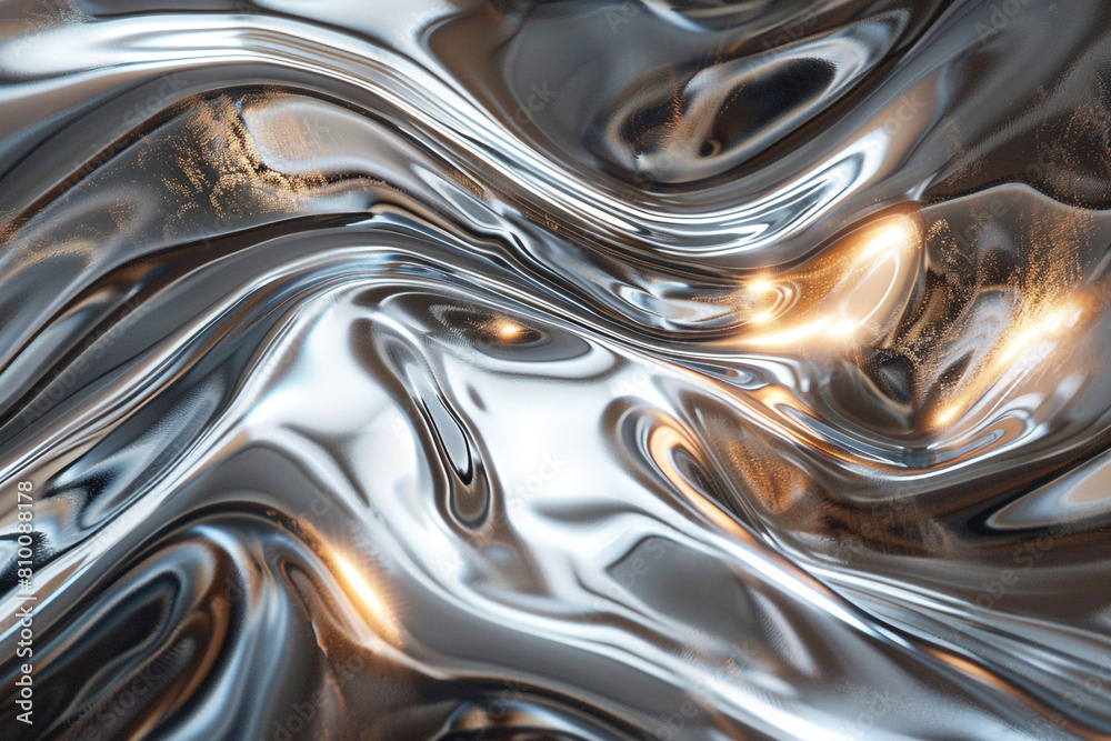A metallic abstract wavy liquid background is a bold and eye-catching design element that can be used to create a sense of movement and energy A metallic abstract wavy liquid background is a bold and eye-catching design element that can be used to create a sense of movement and energy