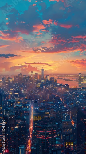 A beautiful sunset over a city