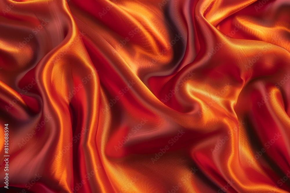 Obraz premium Elegant red and orange silk fabric texture with luxurious waves and folds