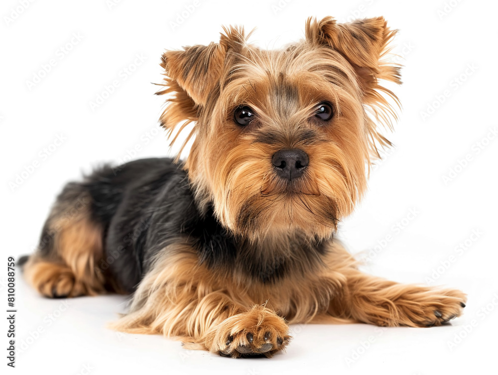 Cute  Yorkshire Terrier  photo isolate on white background