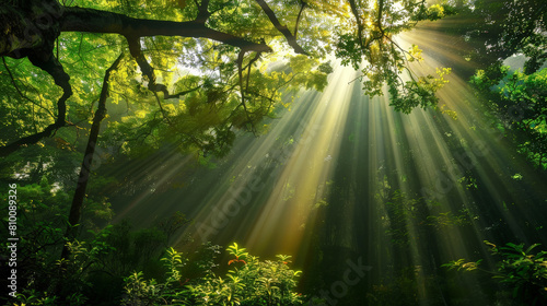 Enchanted Forest: Sunlight's Embrace. Generative AI © Sascha