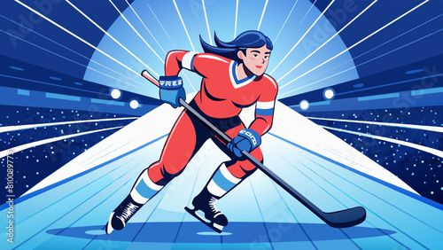 Dynamic Female Hockey Player in Action at Arena