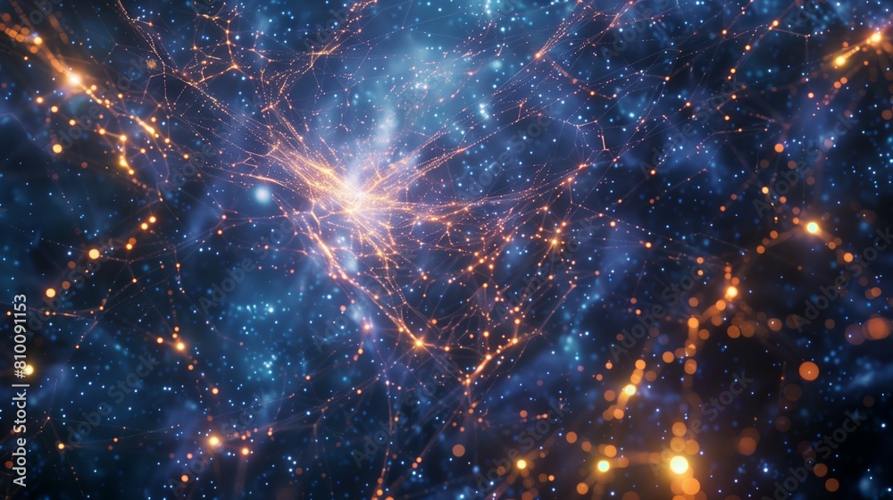 Cosmic tendrils reaching across the universe in an intricate web of light. Cosmic tendrils reaching across the universe in an intricate web of light.