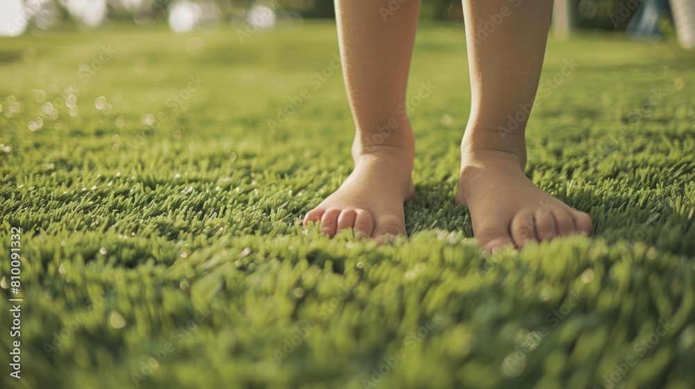Child standing on lush green field Child standing on lush green field