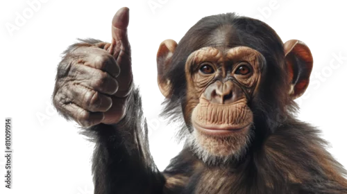 Obraz  A monkey giving a thumbs up isolated on white background, png transparent