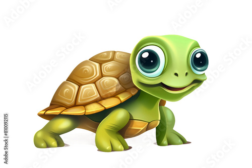 Shell-Bearing Turtle Isolated On Transparent Background PNG.