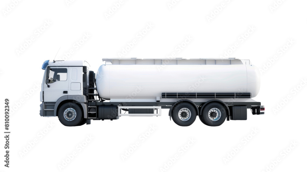 A large tank white truck, on white background, png transparent A large tank white truck, on white background, png transparent