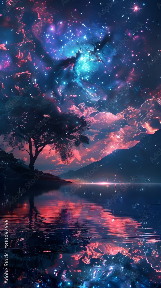 Fototapeta premium Astral oasis: serenity amidst the stars