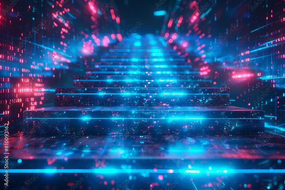 Fototapeta premium Digital stairs symbol of growth and evolution