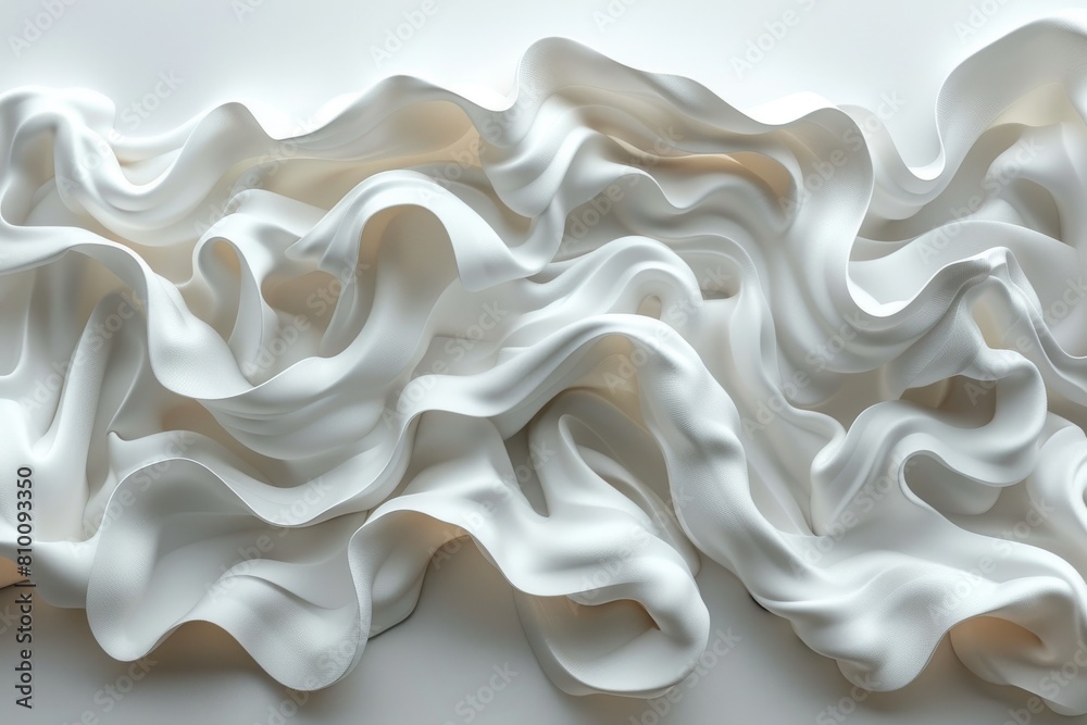 Fototapeta premium A delicate visual of white fabric with gentle curves and shadows, invoking themes of purity and calmness