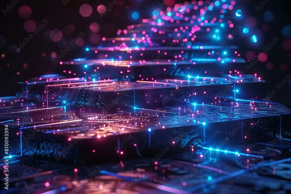 Fototapeta premium Digital stairs symbol of growth and evolution