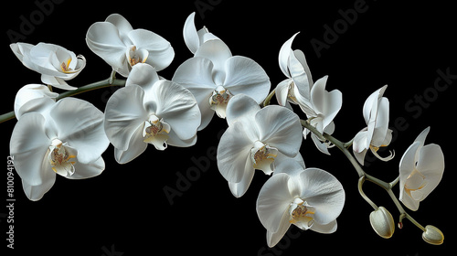 white orchid flowers, black background, professional photography, © MdArif