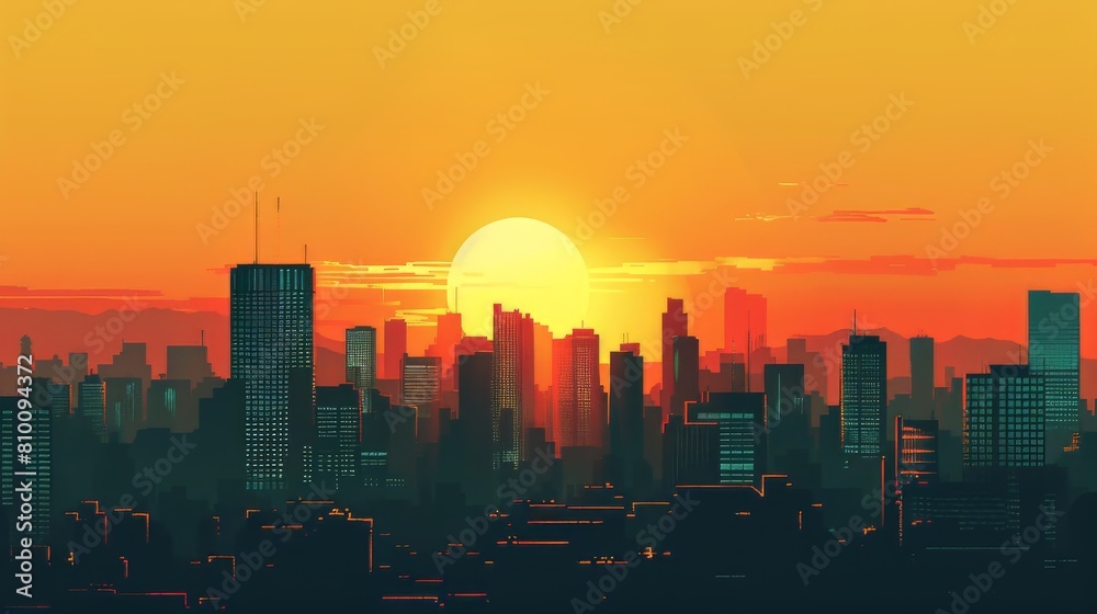 Bold and dynamic silhouette of urban landscape Bold and dynamic silhouette of urban landscape