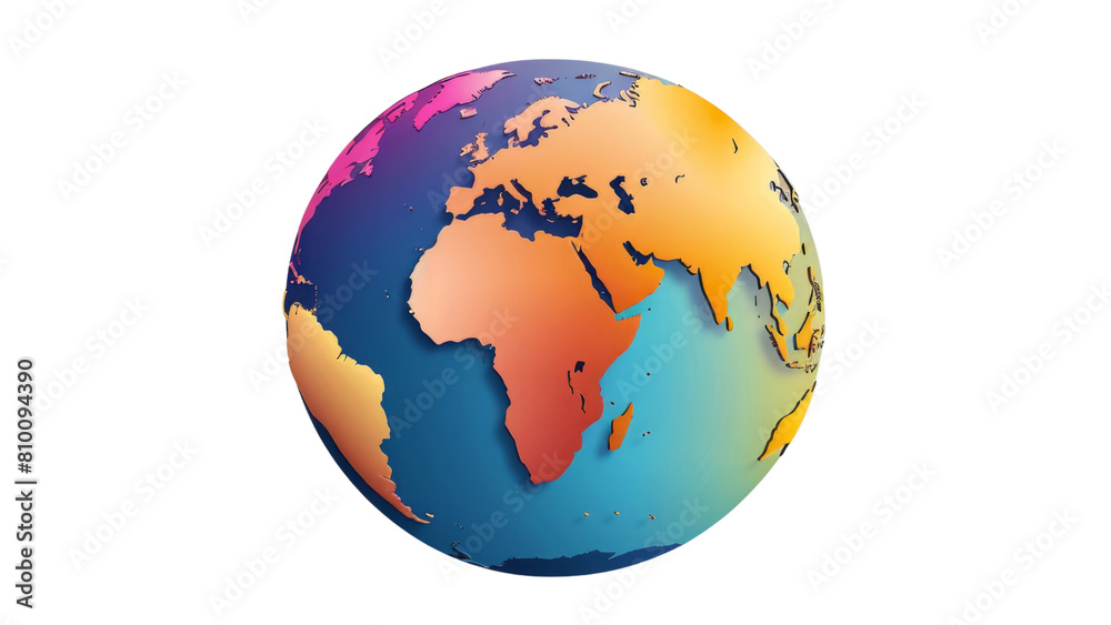Naklejka premium Vibrant watercolor illustration of a globe. Transparent background. 