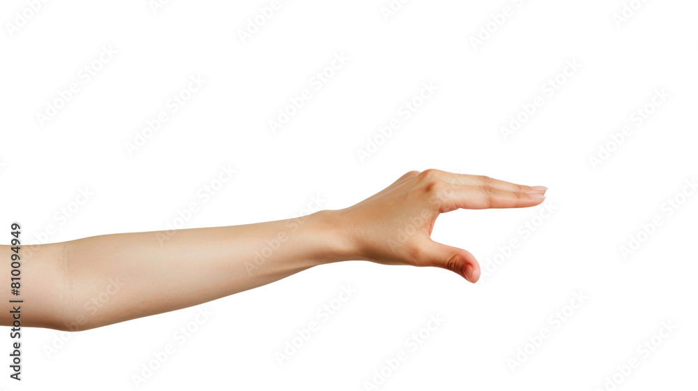 Fototapeta premium A hand with finger wants to touch something on white background