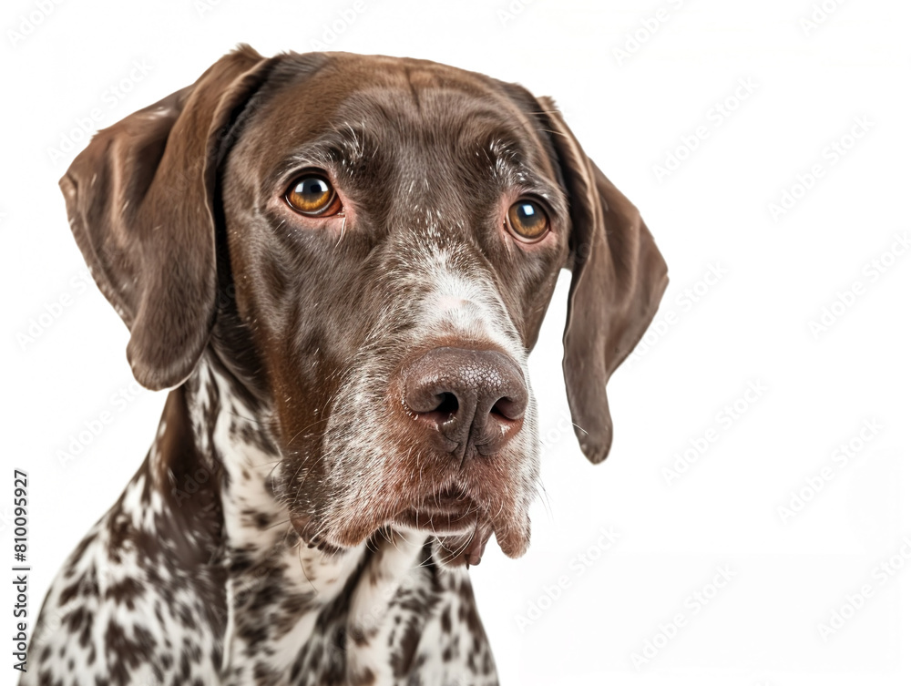 Cute German Shorthaired Pointer photo isolate on white background Cute German Shorthaired Pointer photo isolate on white background