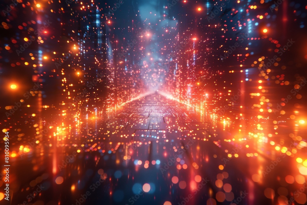 Digital art representation of light trails with a dynamic bokeh effect background Digital art representation of light trails with a dynamic bokeh effect background