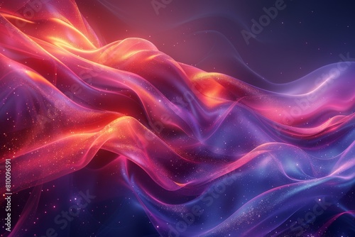 Colorful abstract image of fluid fabric waves in a mesmerizing dance of pink and blue hues