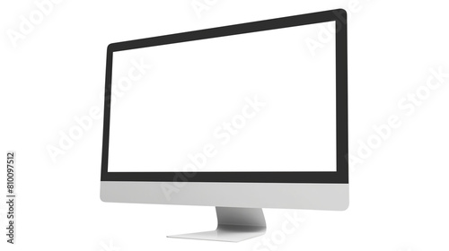 Modern desktop pc monitor display with blank screen isolated on transparent white background, clipping path