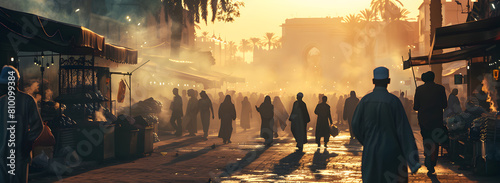 Marrakesh's Cultural Hub ,Heart of Marrakesh's Marketplace,Colorful Jamaa el Fna Market in Morocco photo