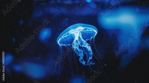 One jellyfish floating in the deep blue sea © EMRAN