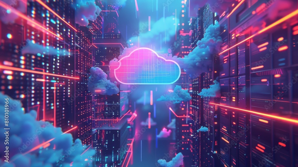 Dynamic poster design showcasing modern cloud server