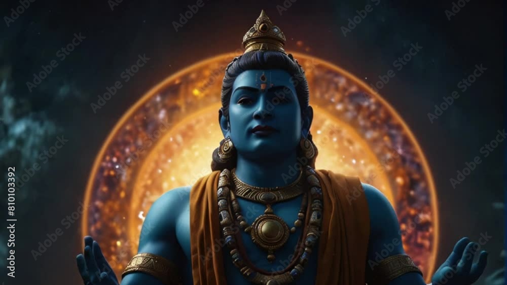 Hindu god Krishna meditation yoga with chakras in the background Generative AI Hindu god Krishna meditation yoga with chakras in the background Generative AI