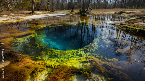 The life cycle of a vernal pool through the seasons  from icy winter to vibrant spring  captured in a time-lapse style with ultra HD clarity